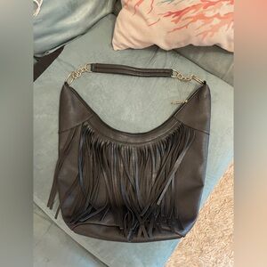 Black Fringe Hobo Bag